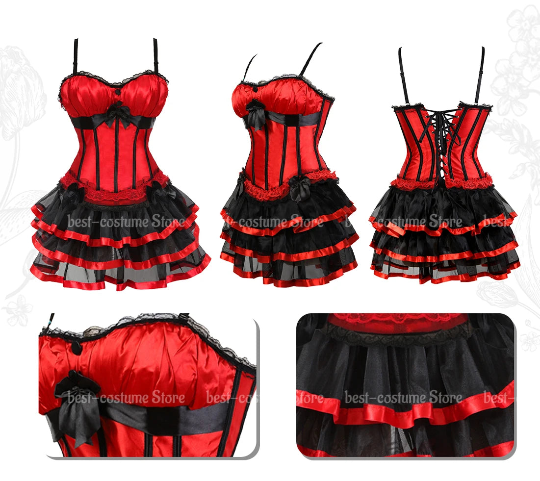 Women's Corset Dress with Straps & Lace | Plus Size Bustier Set