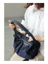 Lightweight Nylon Matching Genuine Leather Crossbody Bag High Quality Single Shoulder Bags Fashion Pleated Messenger Purses
