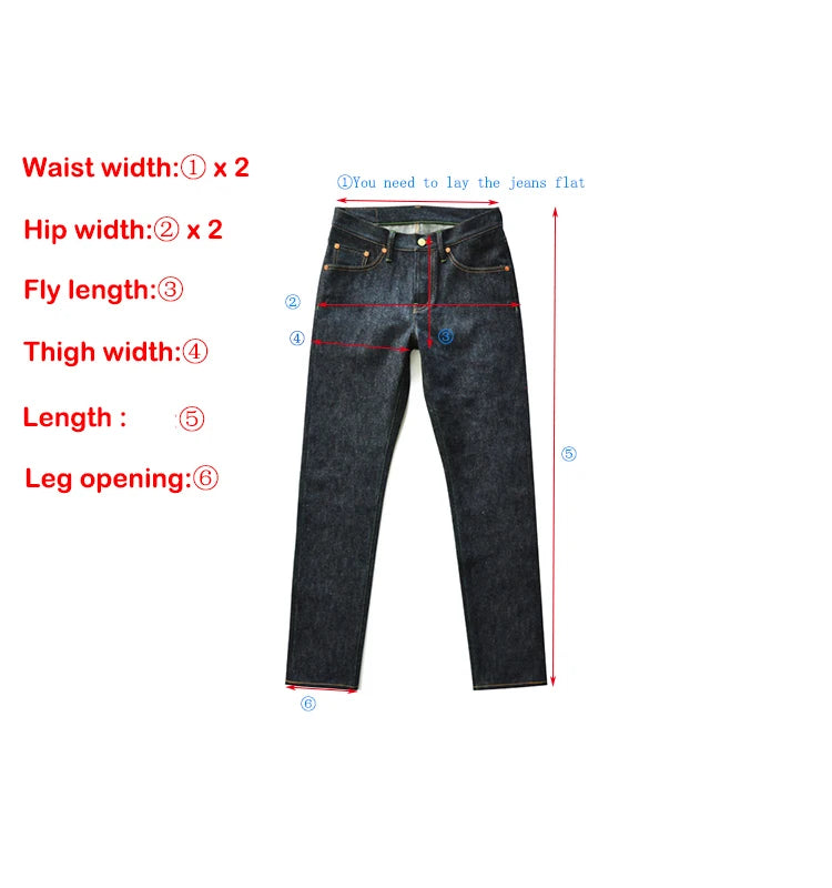 Saucezhan 314XX Mens Jeans Sanforized  Selvedge Denim Jeans for man Indigo and Black Jeans Zipper Fly Slim Fit