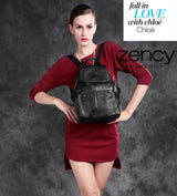 Zency Stylish White Black Genuine Leather Women Backpack A++ Quality Anti-theft Large Capacity Knapsack Travel Designer Rucksack
