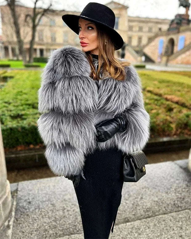 Luxury Women’s Real Raccoon & Fox Fur Jacket | Premium Winter Outerwear