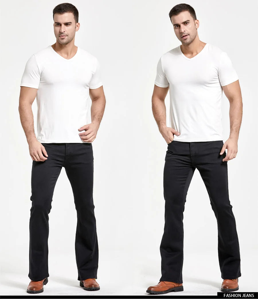 Men's Stretch Bootcut Jeans | Slim Flare Denim Trousers