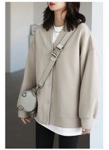 Women's Relaxed V-Neck Cotton-Blend Cardigan