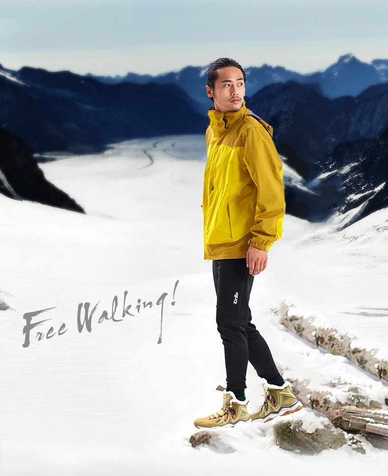 RAX Waterproof Hiking Shoes Men Winter Outdoor Sneakers for Men Snow Boots Plush Mountain Snowboots Outdoor Tourism Jogging Shoe