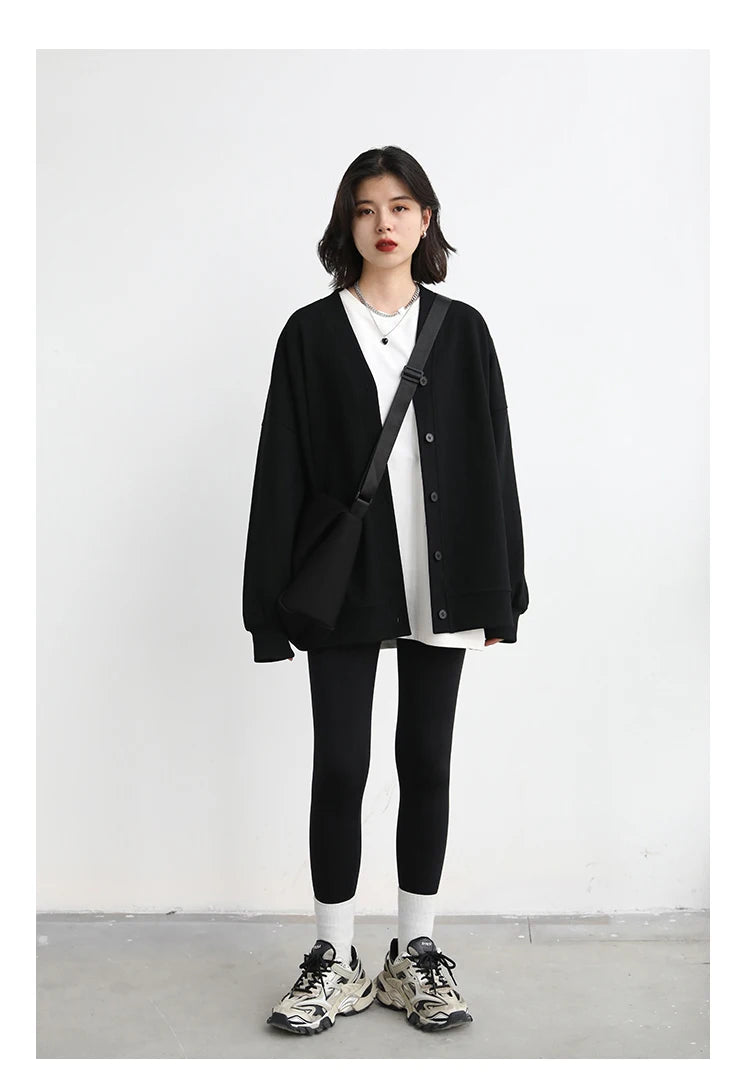 Women's Relaxed V-Neck Cotton-Blend Cardigan