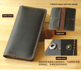Handmade Vintage Crazy horse Genuine Leather Wallet men Leather long wallet clutch bag male purse money clips money bag