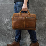 Men Briefcase Genuine Leather Laptop Bag 14 15.6" PC Doctor Lawyer Computer Bag Cowhide Male Briefcase Leather Men Business Bag