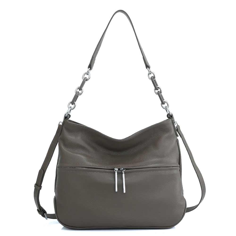 Zency Soft Cowhide Leather Winter Women's Shoulder Bag Casual Commuter High Capacity Female Crossbody Handbag Vintage Shopper