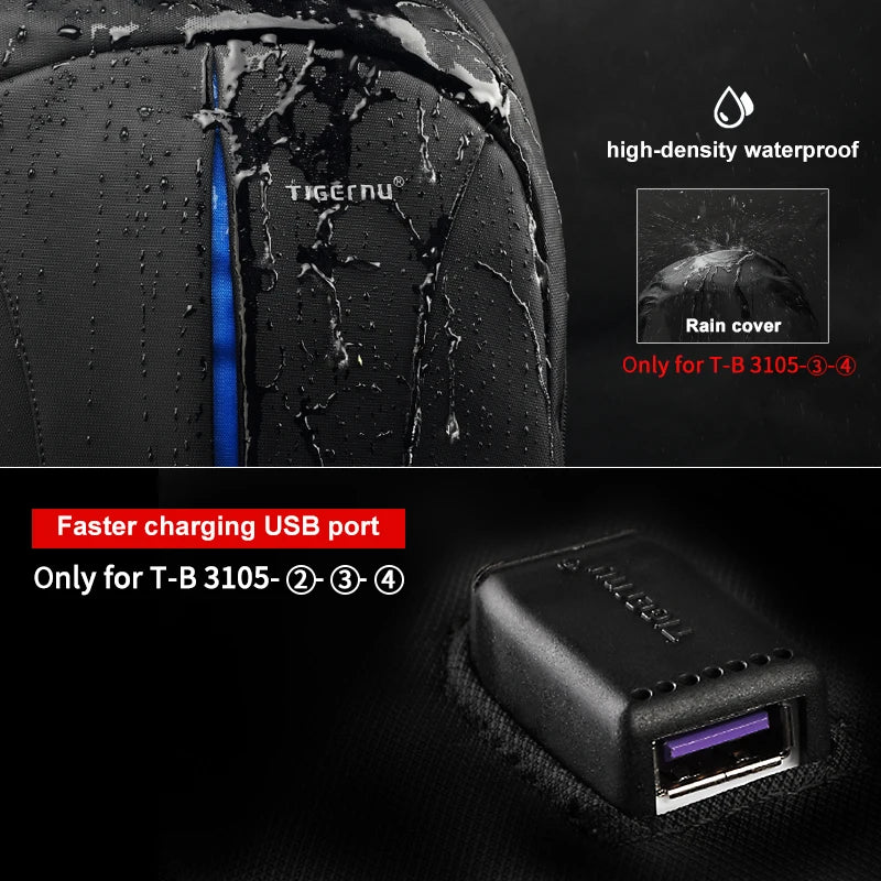 Tigernu Travel Backpacks 14-15.6-17'' Laptop Backpack For Men TSA Anti Theft Backpack Nylon Backpacks Bag For Schoolbag Knapsack