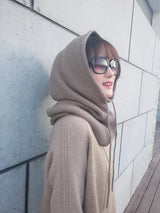 Women's Wool Blend Beanie & Hooded Scarf Set