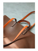 JAZZQ Reversible Genuine Leather Tote | First-Layer Cowhide