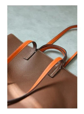 JAZZQ Reversible Genuine Leather Tote | First-Layer Cowhide