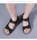 Fashion Men's Sandals Summer Soft Beach Flip Flop Comfortable Genuine Leather Sandals Outdoor Men Roman Sandals Size 46