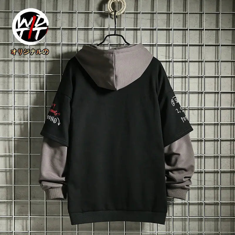 Men’s Retro Layered-Look Printed Hoodie
