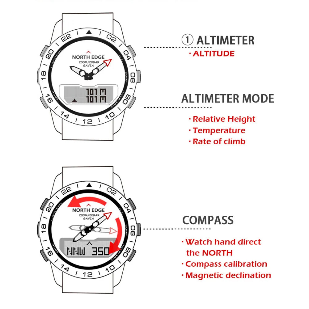 NORTH EDGE Gavia 2 Men's Dive & Adventure Watch