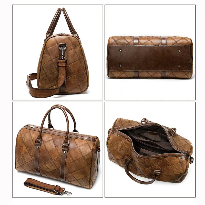 WESTAL Men's Travel Bags Hand Luggage Genuine Leather Duffle Bags Leather Luggage Travel Bag Suitcases Handbags big/Weekend Bag