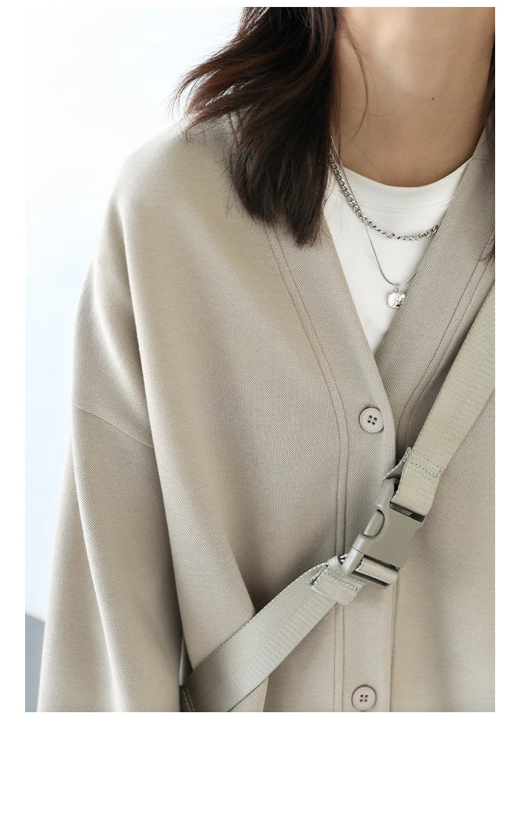 Women's Relaxed V-Neck Cotton-Blend Cardigan