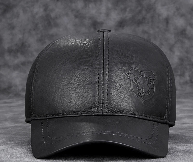 Men's Genuine Leather Baseball Cap | Eagle Print
