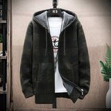 Men’s Winter Plaid Fleece-Lined Hooded Cardigan Jacket