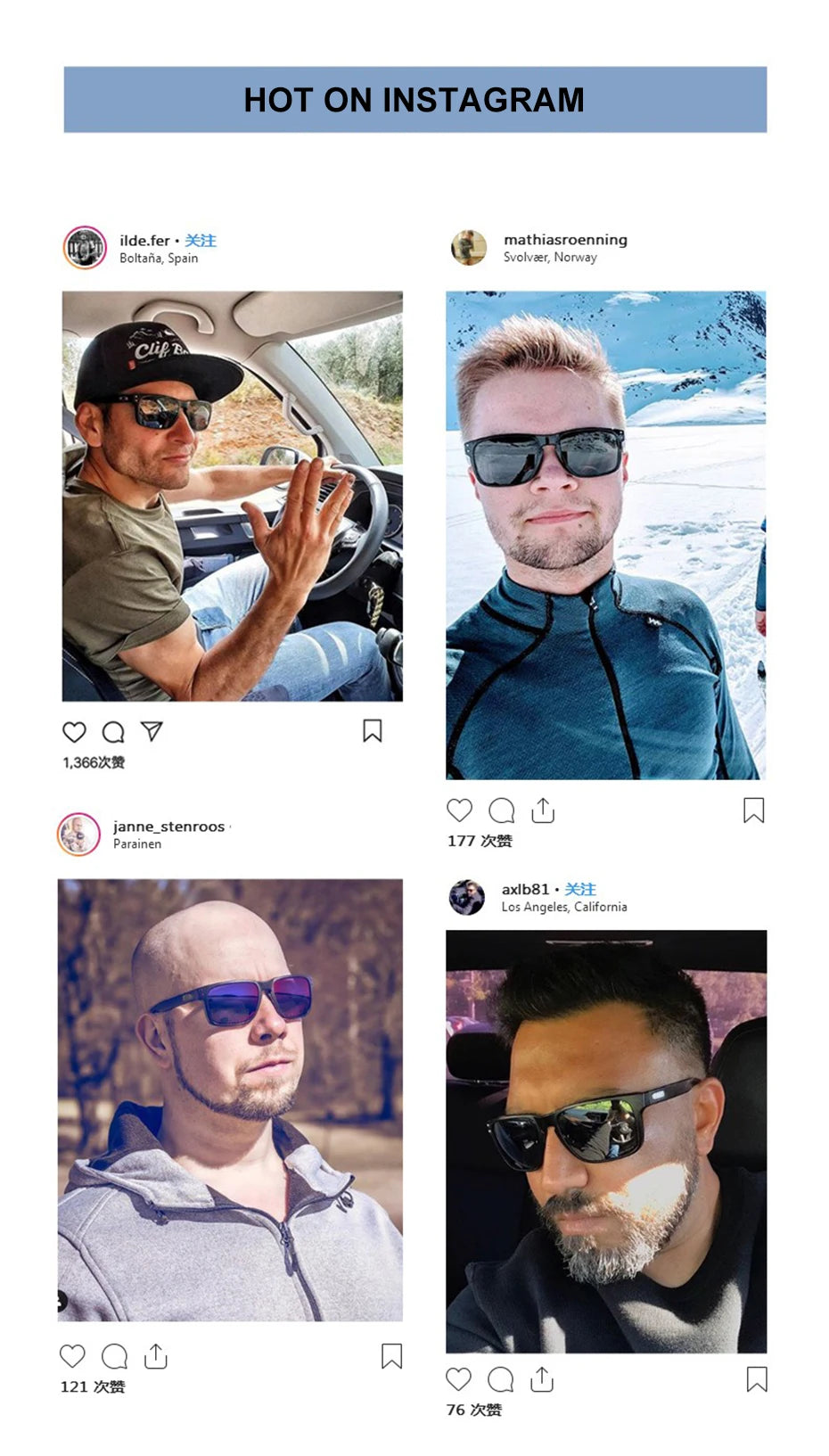 CAPONI Men's Polarized Photochromic Square Sunglasses