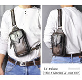 Hot Sell Men Genuine Bull Leather Vintage Coffee Triangle Chest Sling Bag Design Travel Daypack One Shoulder Crossbody Bag XB571
