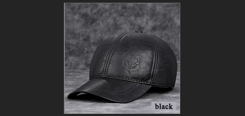 Men's Genuine Leather Baseball Cap | Eagle Print