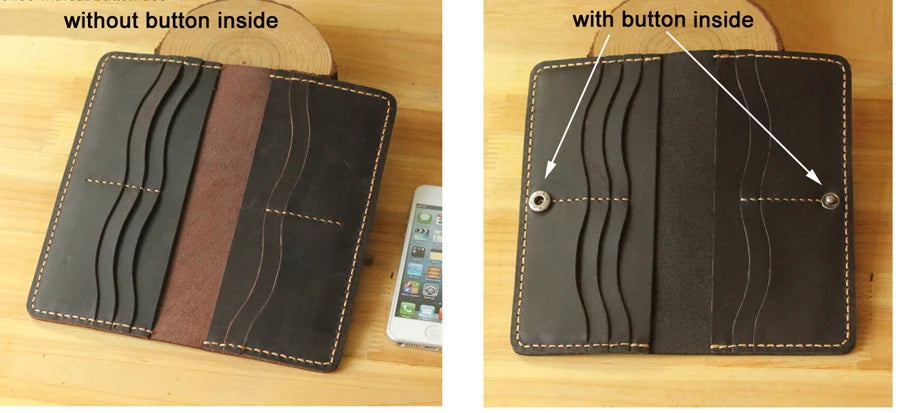 Handmade Vintage Crazy horse Genuine Leather Wallet men Leather long wallet clutch bag male purse money clips money bag