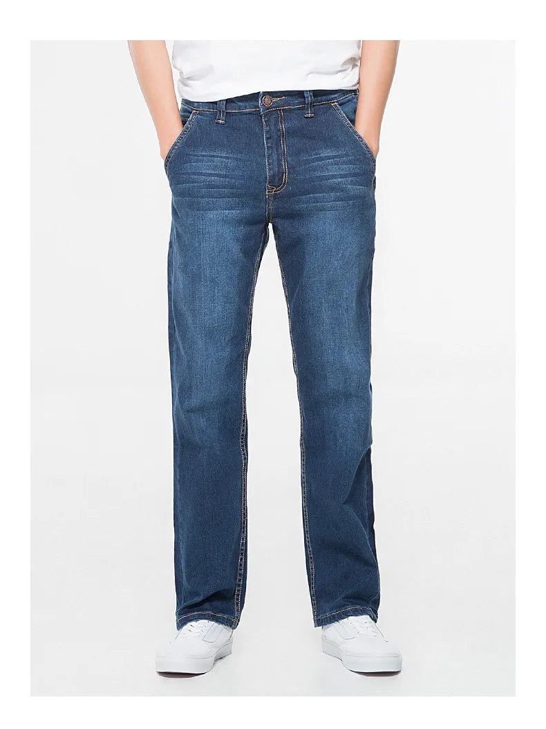 42 44 46 48 large size men's loose denim jeans autumn and winter brand clothing high quality anti-theft zipper pocket jeans