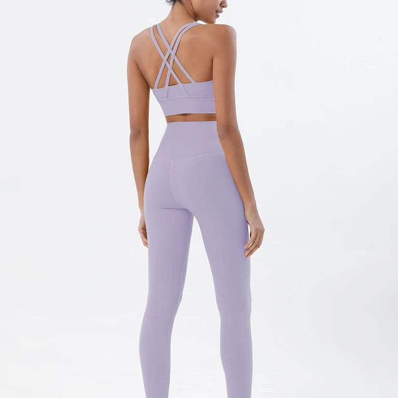 Women's Yoga Set with Sports Bra & High-Waist Leggings