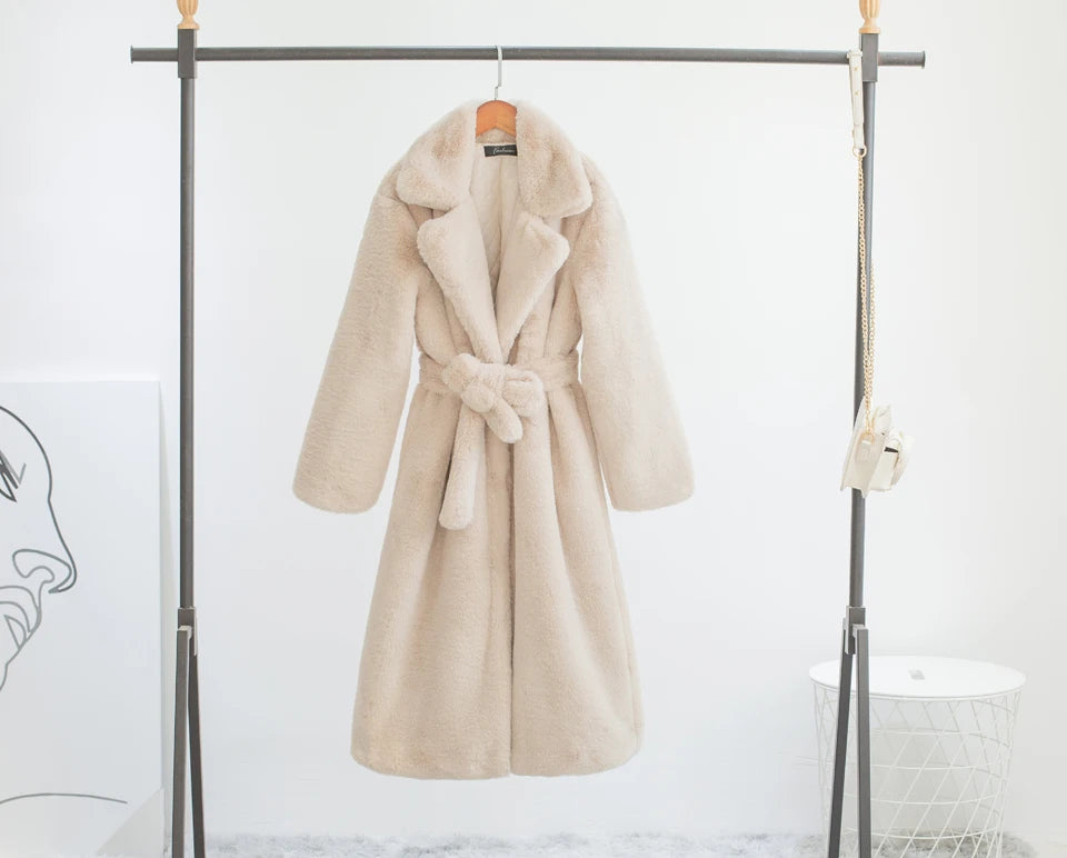 Luxury Faux Rabbit Fur Winter Overcoat
