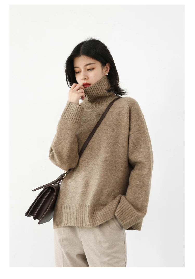 Women's Relaxed Mock Neck Knit Sweater