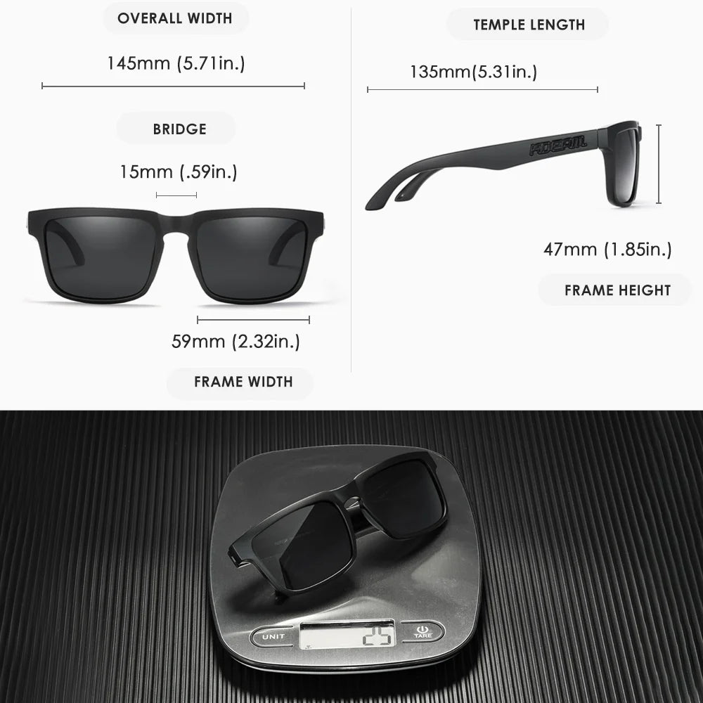 KDEAM All Black Men's Sunglasses Polarized And UV400 Protection Lens Driving Fishing Glasses Mirror With Complete Package