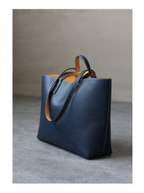 JAZZQ Reversible Genuine Leather Tote | First-Layer Cowhide