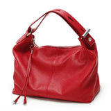 Zency 100% Genuine Leather Large Women Top Handle Shoulder Bag Tote Handbag Purse Black Leather Hobo Bag Underarm Zipper Bags