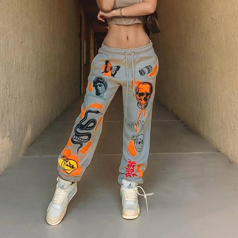 Women's Hippie Cartoon Print Joggers