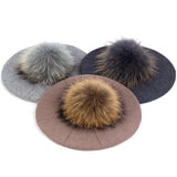 Women's Knit Beret with Oversized Pom Pom | Geebro