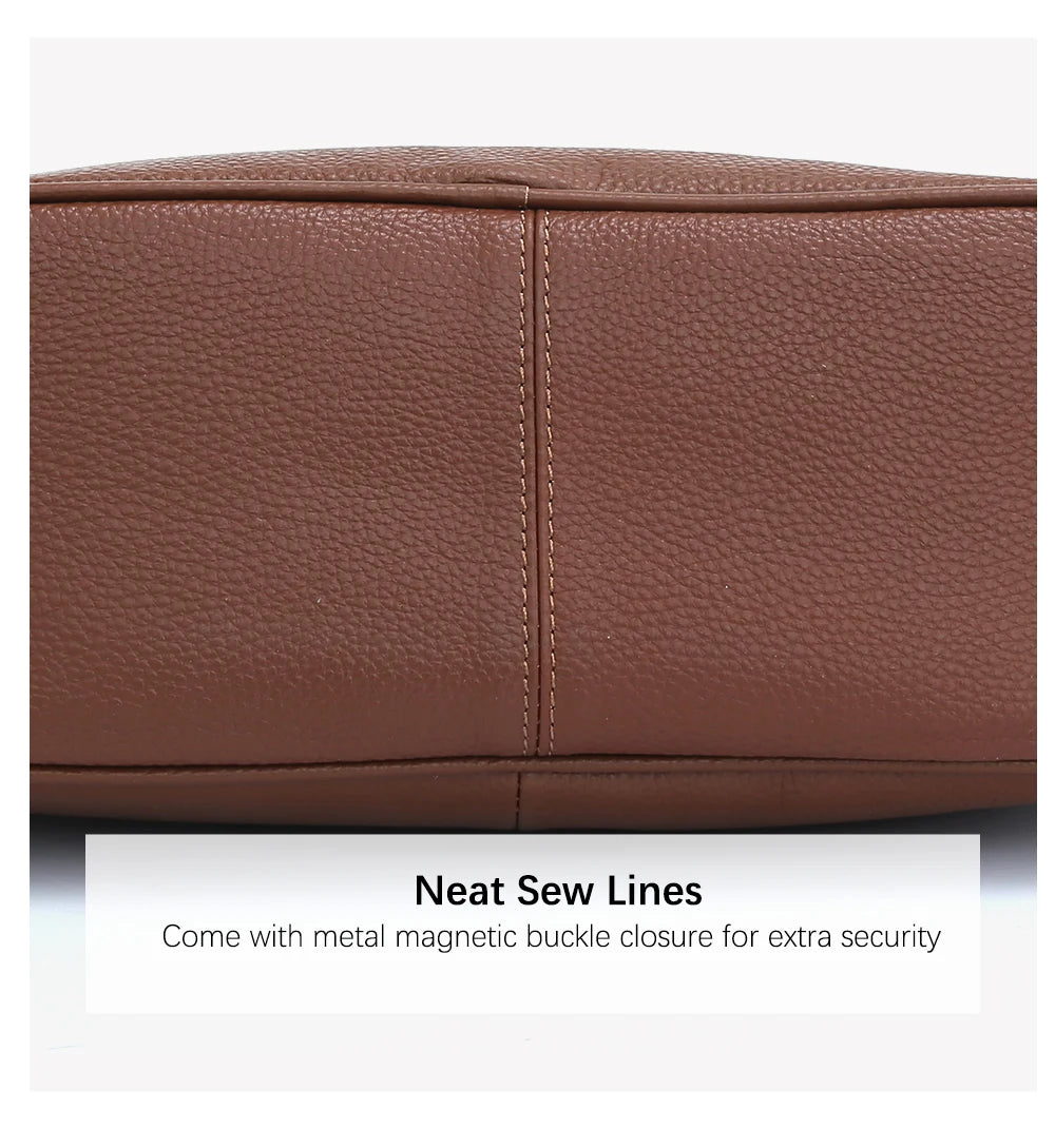 Zency Soft Cowhide Leather Winter Women's Shoulder Bag Casual Commuter High Capacity Female Crossbody Handbag Vintage Shopper