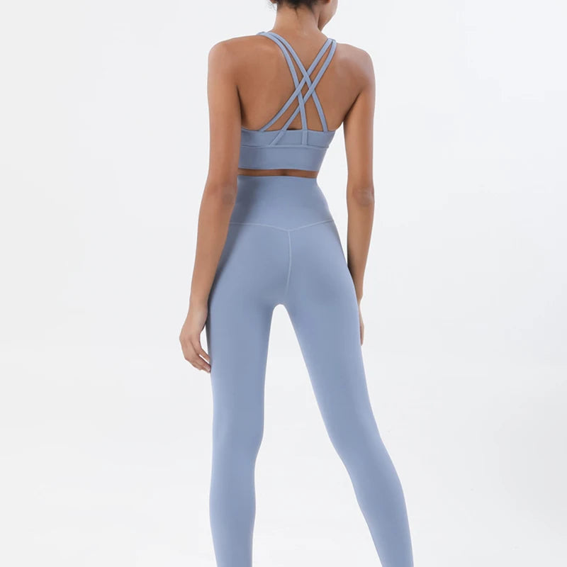 Women's Yoga Set with Sports Bra & High-Waist Leggings
