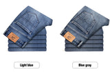2025 Autumn New Men Regular Fit Stretch Jeans Classic Style Smoky Gray Fashion Casual Denim Pants Male Brand Trousers Blue