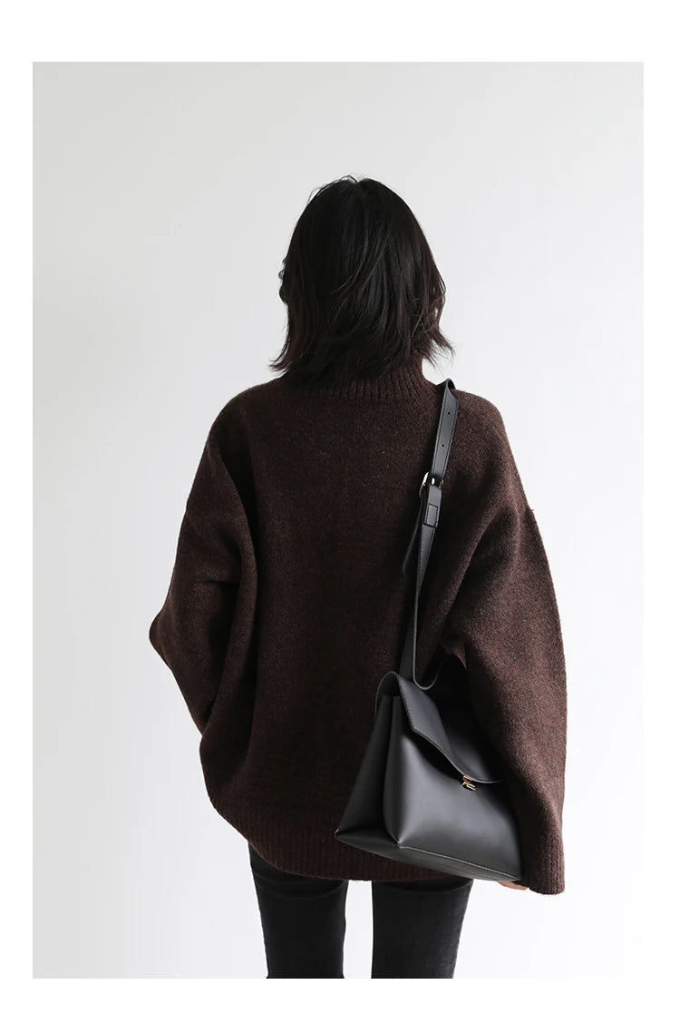 Women's Relaxed Mock Neck Knit Sweater
