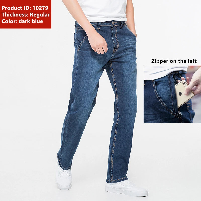 42 44 46 48 large size men's loose denim jeans autumn and winter brand clothing high quality anti-theft zipper pocket jeans