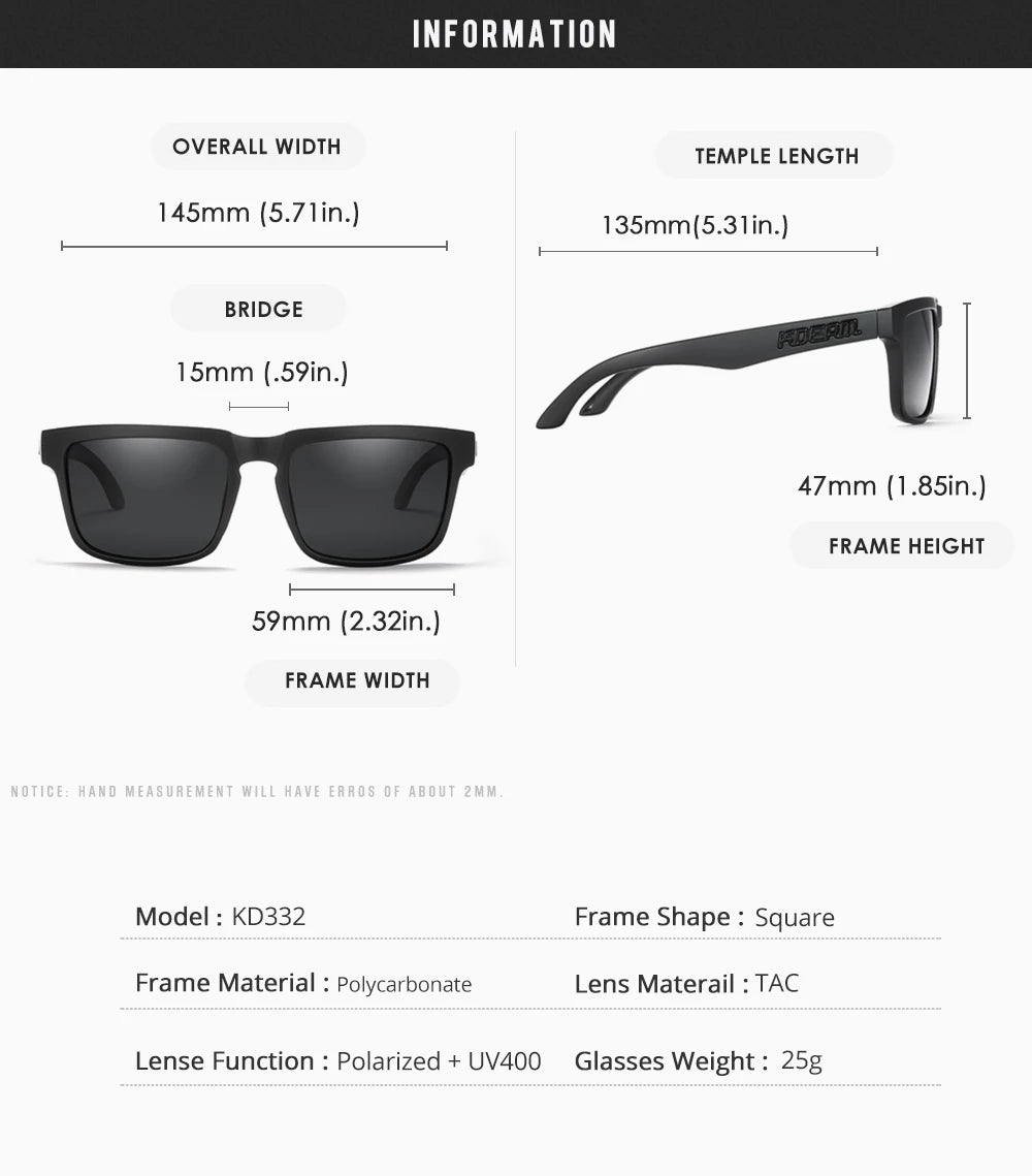 KDEAM Men's Polarized Sunglasses Fishing Lifestyles Mirrored Color Blocking Sun Glasses Women Legend Square Sunglass With Box