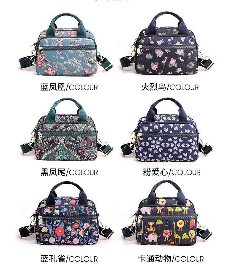 Women's Floral Nylon Crossbody Shoulder Bag