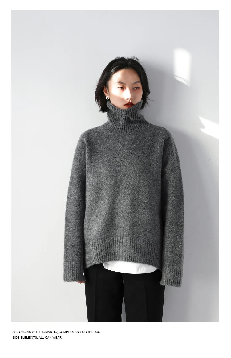 Women's Relaxed Mock Neck Knit Sweater