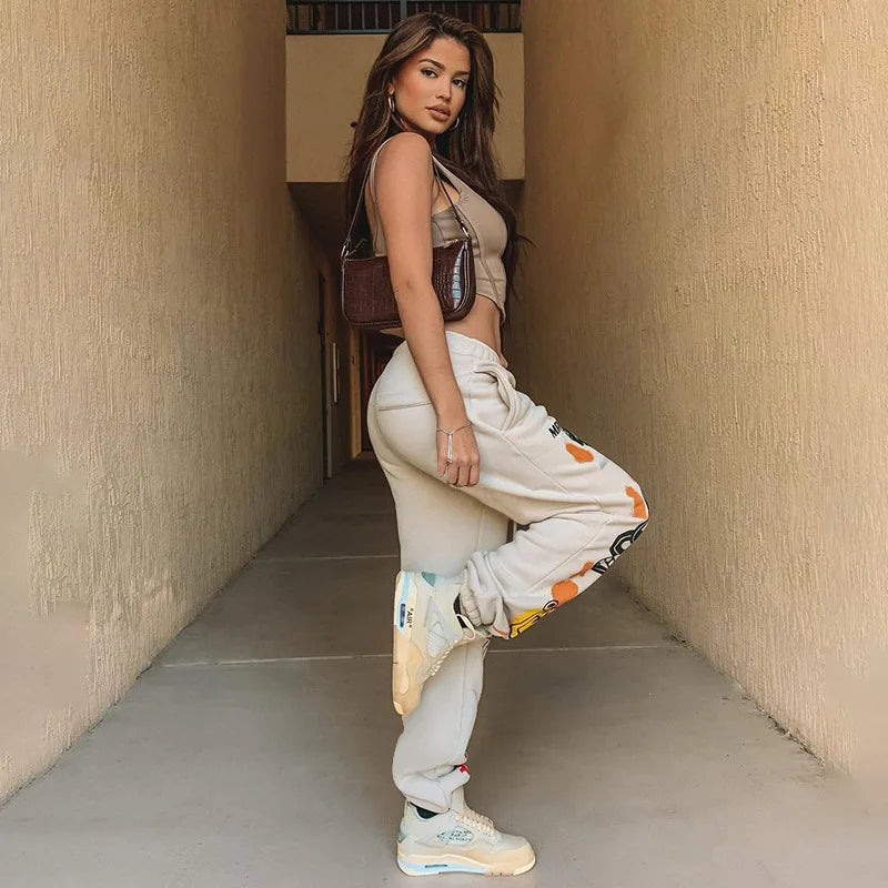 Women's Hippie Cartoon Print Joggers