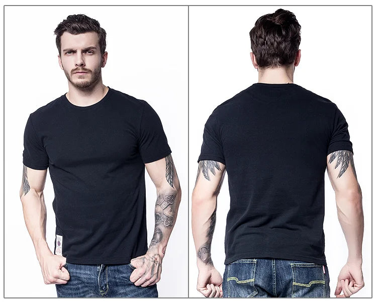 Men's T-Shirt Cotton Solid Color T Shirt Men Casual O-Neck Basic T-Shirt Male High Quality Classical Tops