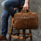 Men Briefcase Genuine Leather Laptop Bag 14 15.6" PC Doctor Lawyer Computer Bag Cowhide Male Briefcase Leather Men Business Bag