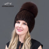 JERYAFUR Luxe Mink & Fox Fur Winter Hat for Women