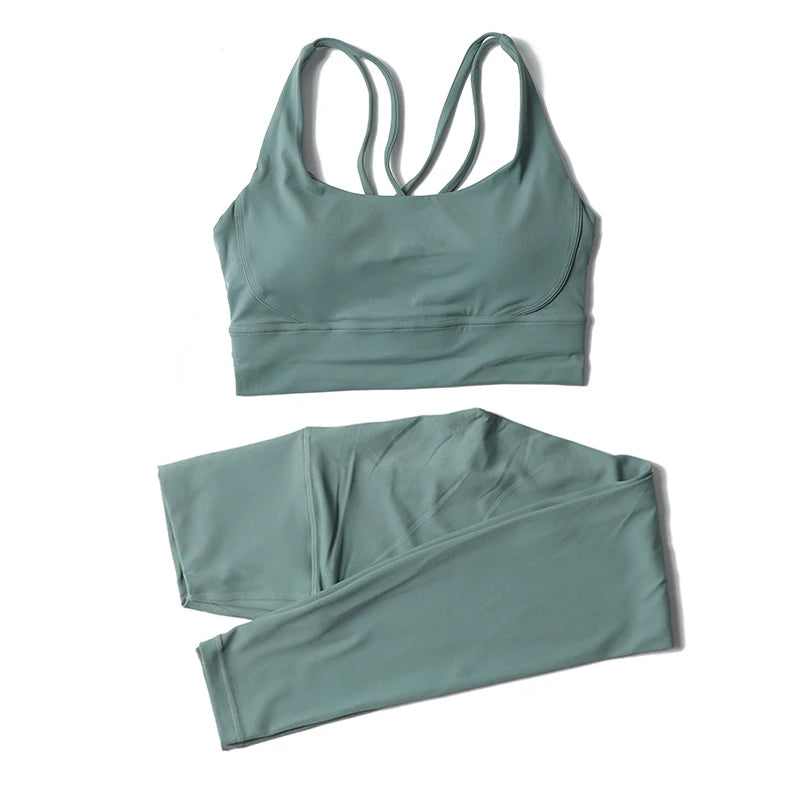 Women's Yoga Set with Sports Bra & High-Waist Leggings
