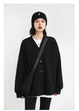 Women's Relaxed V-Neck Cotton-Blend Cardigan